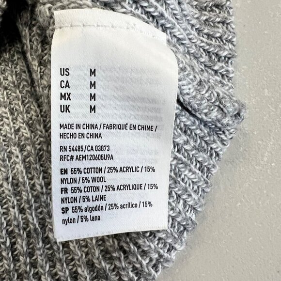 American Eagle Women's Tight Knit V-Neck Sweater Bow Cuff Gray Size Medium - Picture 9 of 9